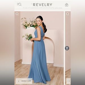 Revelry light blue bridesmaid dress. SIZE 16. Never worn/tags on dress.